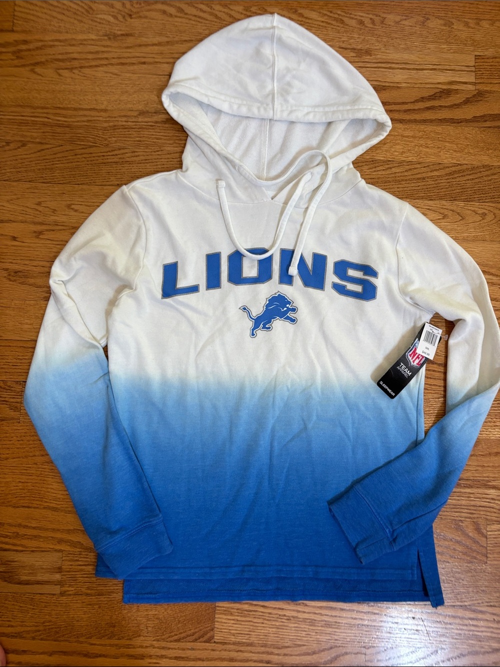 NFL Lions White to Blue Ombre Hoodie